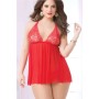 Merry See Plus Size Red Nightgown with Back Corset